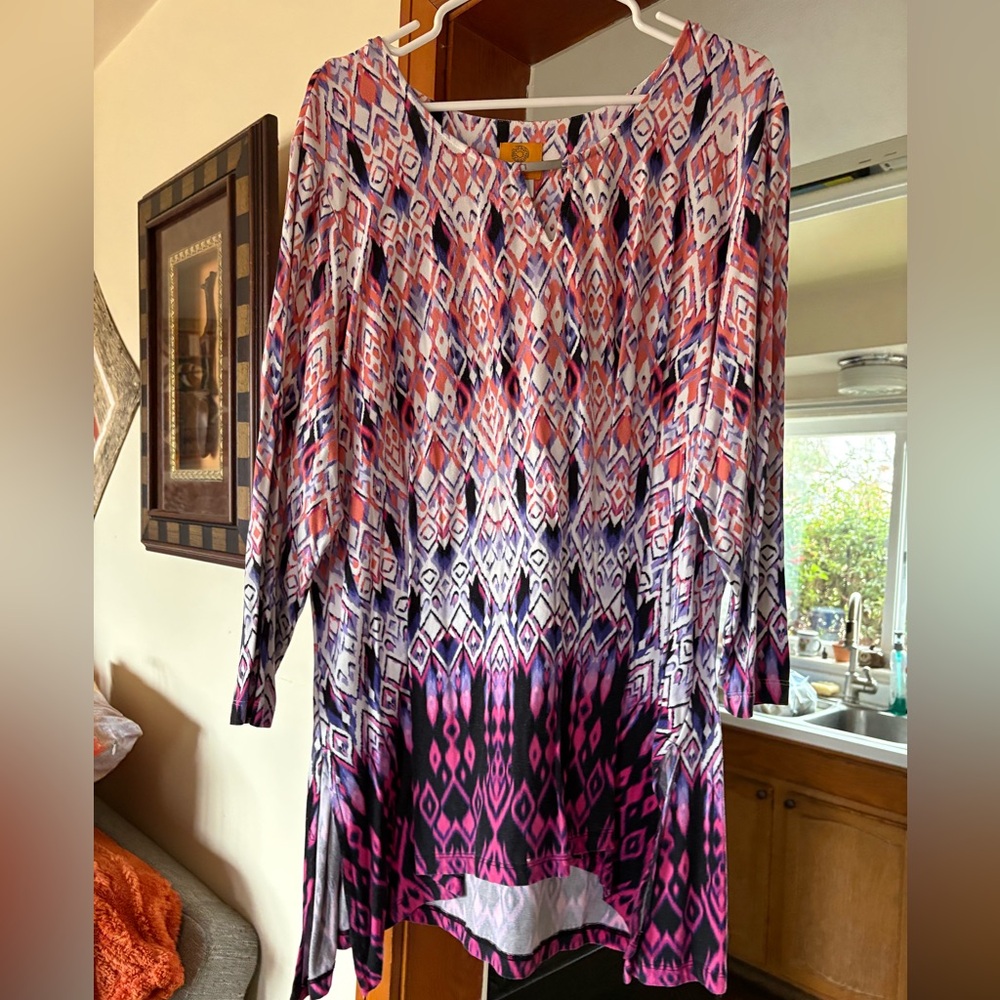 Ruby Rd. Multicolor Geometric Tunic Top - Picture 1 of 3